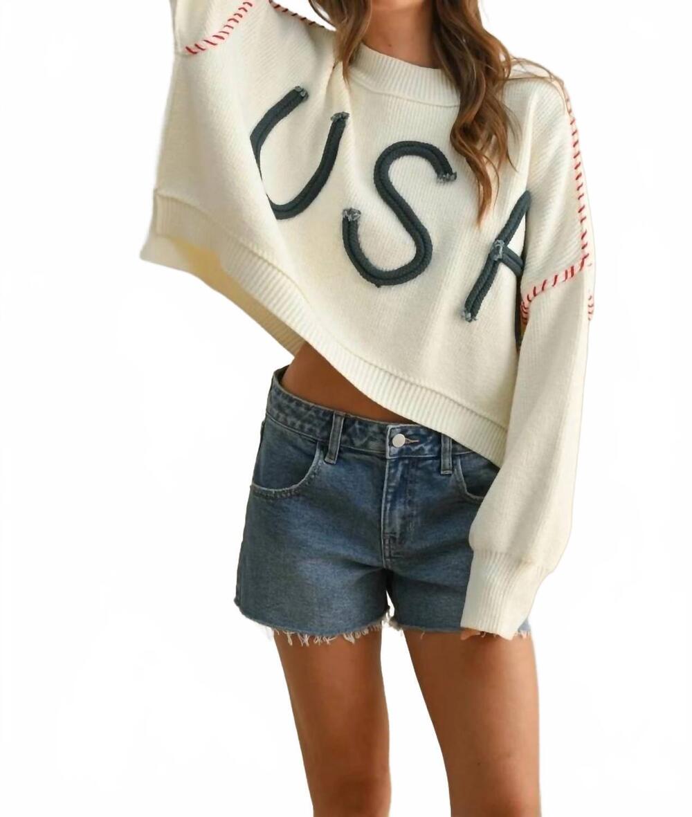 NEW MIOU MUSE rope usa knit sweater in off white